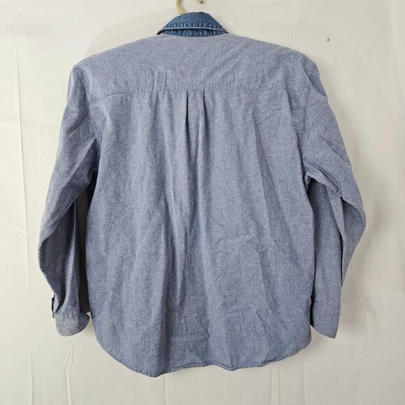 Jane Ashley Button Up Shirt Womens Medium Blue Denim Embroidered Cotton Y2K - Picture 2 of 10